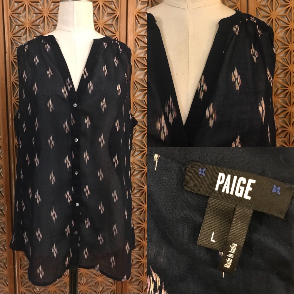Paige Sleeveless Cotton Blue Blouse Size L